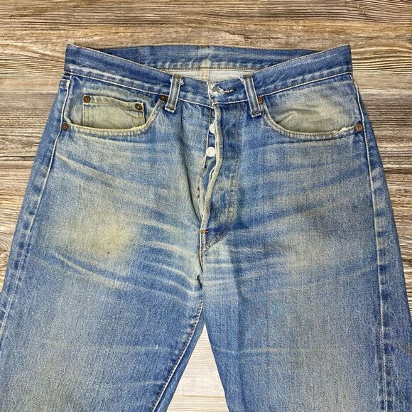 Vintage Levi's 501 Redline Selvedge Denim #6 Button Fly 70s USA Jeans 30x29 - Picture 11 of 16